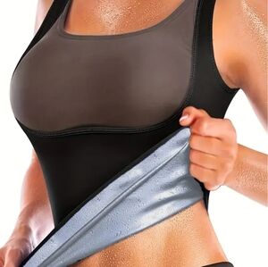Women's Black and Silver Sauna Tank